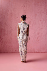 PRINTED DORI SLEEVES JACKET SET DRAPE SKIRT